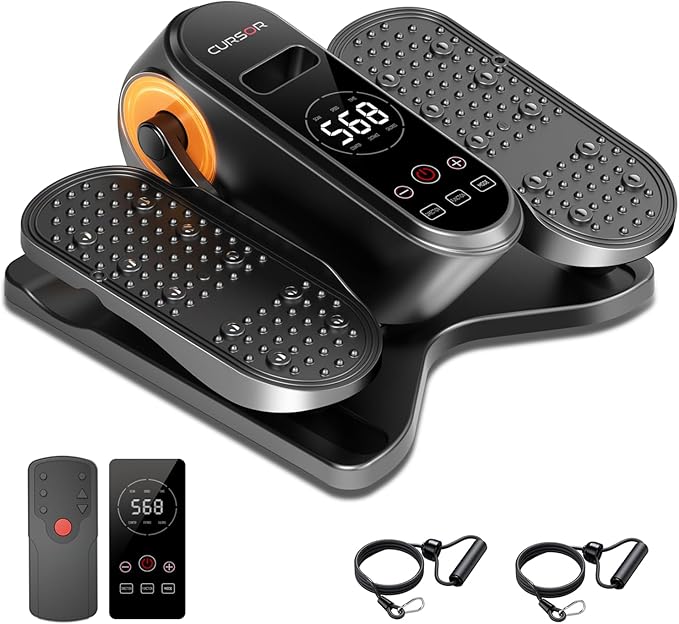 Under Desk Elliptical Machine, Electric Ellipse Leg Exerciser as Seen on Tv for Seniors, Quiet Portable Seated Pedal Exerciser with Remote Control, 12 Adjustable Speeds, Auto & HR Mode for Home Office