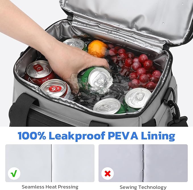 Maelstrom Lunch Box, 20L Insulated Lunch Bag for Men Women, Expandable Double Deck Leakproof Cooler Bag with 6 Pockets, Reusable Lunch Tote Bag for Work, Picnic, Travel, Grey