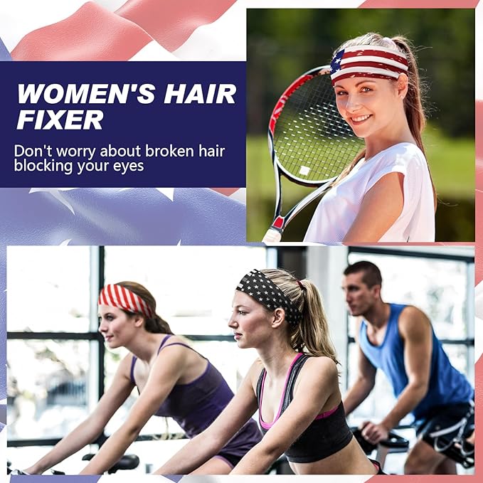 18 Pcs Sports Sweatbands for Men Women Camo Headbands Workout Non Slip Headbands Breathable Head Band Fitness Stretchy Unisex Hairband for Yoga Running Cycling Ball