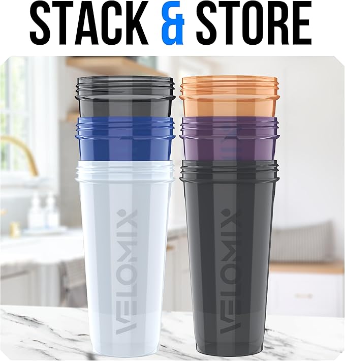-6 PACK- 28 oz Protein Shaker Bottle for Protein Mixes - 6x Wire Whisk | Leak Proof Shaker Cups for Protein Shakes | Protein Shaker Bottle Pack | Protein Shake Cup (Elemental Mix)