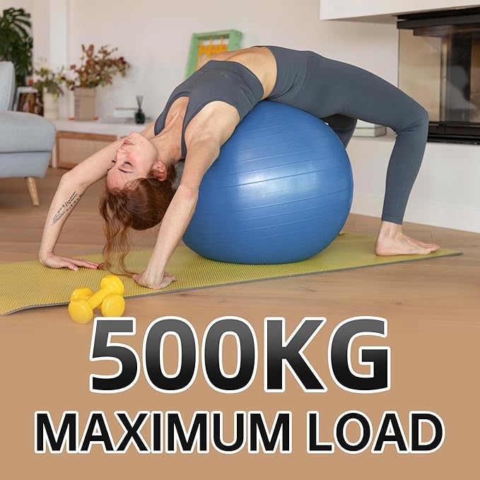 Anti-Burst Exercise Ball,Yoga Ball Chair with Pump Device,Non-Slip Matte Pilates Ball,Balance Ball for Stretching Core Yoga Pilates Birthing Pregnancy Stability Gym Workout Training