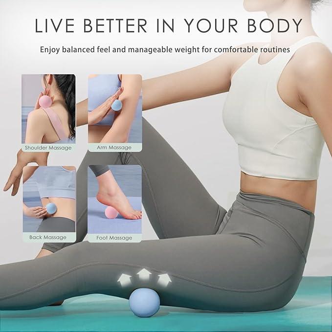 Massage Lacrosse Balls for Yoga and Myofascial Release - Deep Tissue Massage,Trigger Point Therapy and Foot Plantar Fasciitis,Muscle Knots,Relieving Muscle Pain,Muscle Soreness Balls