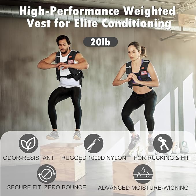 Weighted Vest for Woman and Men, 8lbs/12lbs/16lbs/20lbs/30lbs/40lbs Odorless Adjustable Straps Size Walking Vest,Running Vest with Underarm Buckle, Breathable Mesh Shoulder Pain Relief, Strength Training HIIT