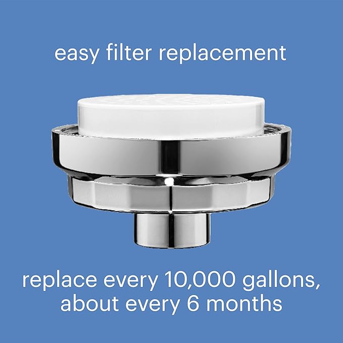 Brondell Shower Filter VivaSpring, Compact Polished Chrome – High Output, 100% High-Purity KDF Filtration, With FF-30 Filter Cartridge, Filtered Shower Water for Healthier Skin & Hair