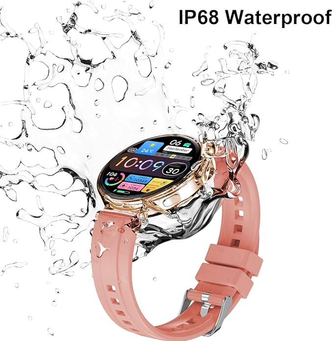 Smart Watch for Women, 1.32" AMOLED Screen Smartwatches for Android/iOS, Fitness Tracker with Answer/Make Call, Female Cycle, Heart Rate, Sleep Monitor, IP68 Waterproof (2 Watch Bands) Rose Gold