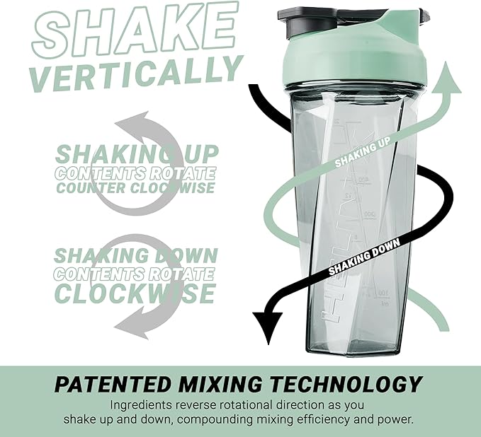 HELIMIX 2.0 Vortex Blender Shaker Bottle Holds upto 28oz | No Blending Ball or Whisk | USA Made | Portable Pre Workout Whey Protein Drink Shaker Cup | Mixes Cocktails Smoothies Shakes | Top Rack Safe