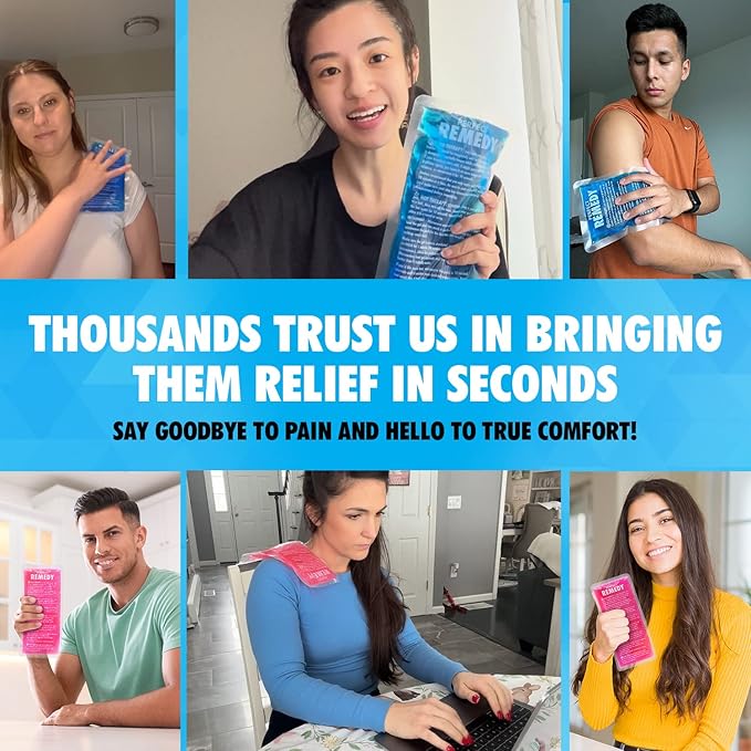 Perfect Remedy 2-Pack Gel Ice Packs for Injuries, Soft and Flexible Hot & Cold Compress, Soothing Ice Pack Aid for Sprains Strains & Soreness conditions, Alternative to Hot Water Bottles (Pink, Large)