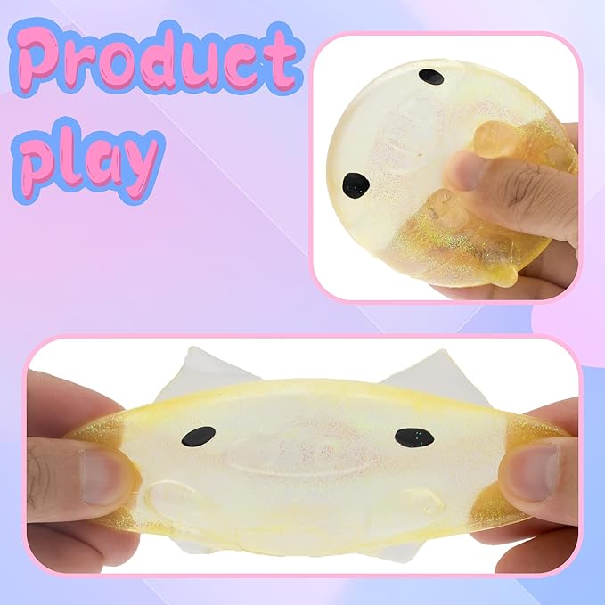 Pig Squisheez Stretch Balls, Squishy Pig 4 Pack, Stress Relief Balls (Set of 4) - Anxiety Relief Squeezing Squishy Balls Funny Fidget Toy