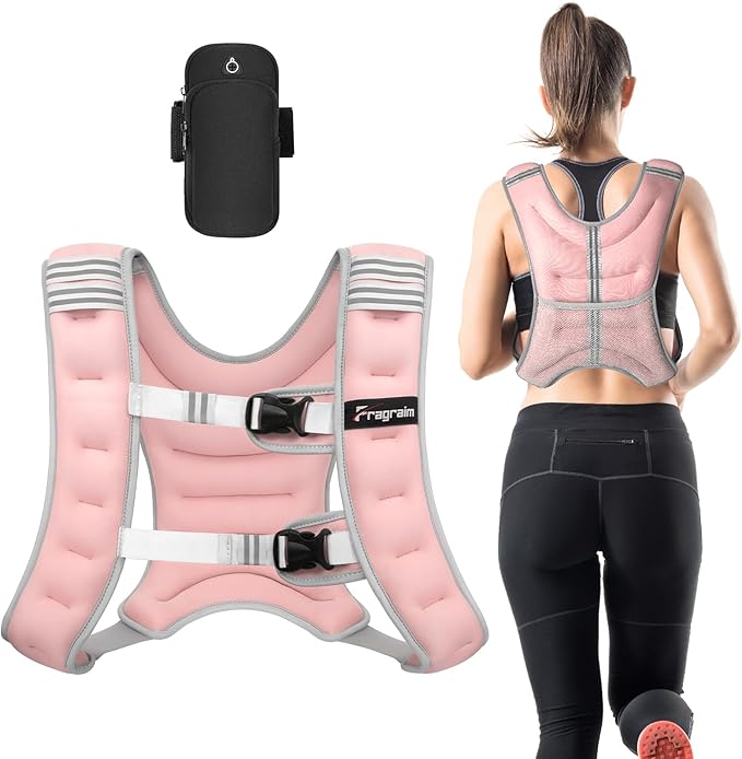 Fragraim Weighted Vest for Women Men - 8lb/10lb/12lb/16lb/22lb/25lb/30lb Weight Vest with Reflective Stripe, Detachable Phone Pouch, Ideal for Walking, Strength Training, Running, Workout, Cardio