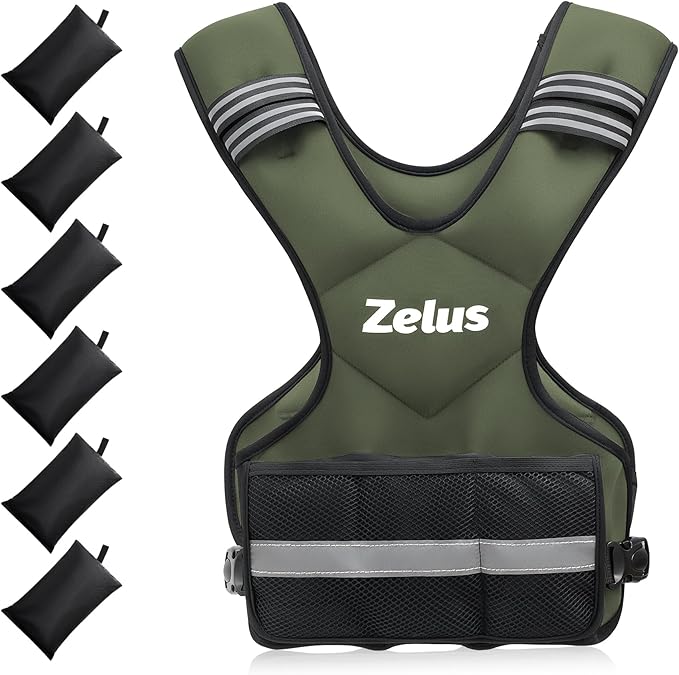 ZELUS Weighted Vest for Men and Women | 4-10lb/11-20lb/20-32lb Vest with 6 Ironsand Weights for Home Workouts | Adjustable Body Weight Vest Exercise Set for Cardio and Strength Training