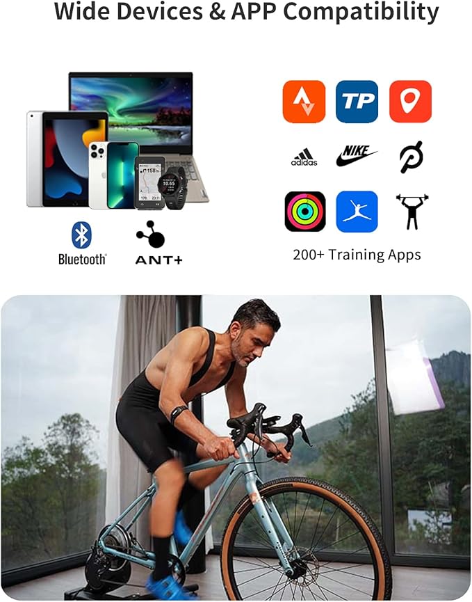 iGPSPORT Heart Rate Monitor Armband HR70, Bluetooth 5.0 ANT+ arm Heart Rate Monitor, 65H Battery Life and HR Zone LED Indicator (Black)