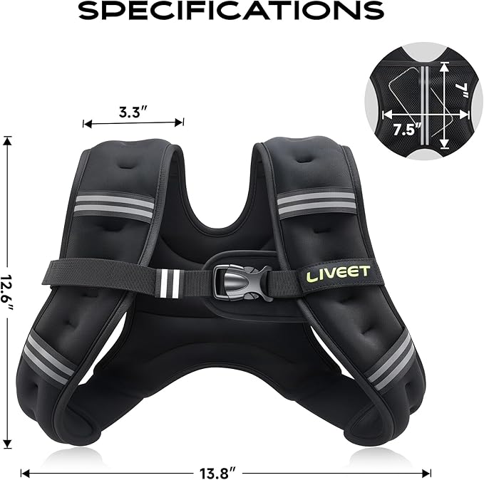 Weighted Vest Women with Pocket, SGS Certified Weighted Vest for Men, 5 10 15 20 25 30 lb Weight Vest with Reflective Strips Adjustable Buckle Straps for Walking Running Strength Training Cardio Workout