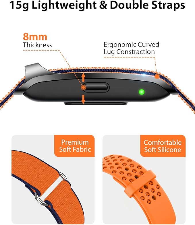 Smart Bracelet, Wearable Activity & Fitness Tracker Band, 24H Sleep Tracker, All-Day Continuous Heart Rate Blood Pressure Stress HRV Monitor, 170+ Sport Modes Smart Wristband with 2 Bands, Free APP