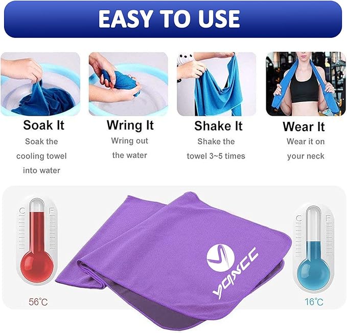 YQXCC Cooling Towels | 4 Pack 40"x12" | Cool for Neck | Microfiber Soft Breathable Chilly | for Sports, Yoga, Golf, Gym, Camping, Running, Workout & More Activities