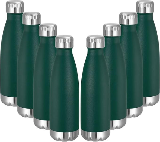 VEGOND 17oz Stainless Steel Water Bottles Bulk, Reusable Metal Sports Water Bottle Keeps Drink Hot and Cold, BPA Free Double Wall Vacuum Cola Shape Insulated Water Bottles for Camping Gym, 8 Pack