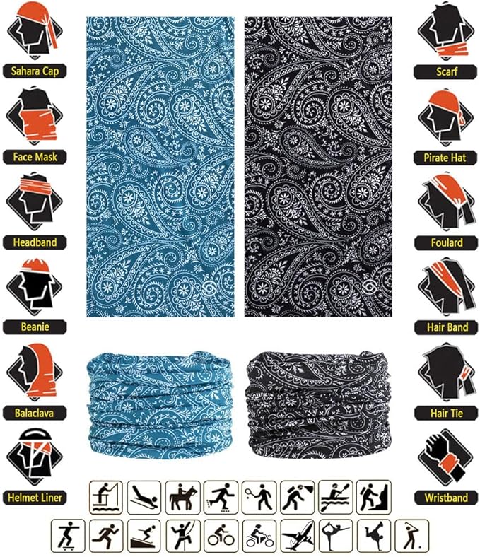 Headband Neck Gaiter Head Wrap Headwear Face Mask Magic Scarf Bandana for Men and Women