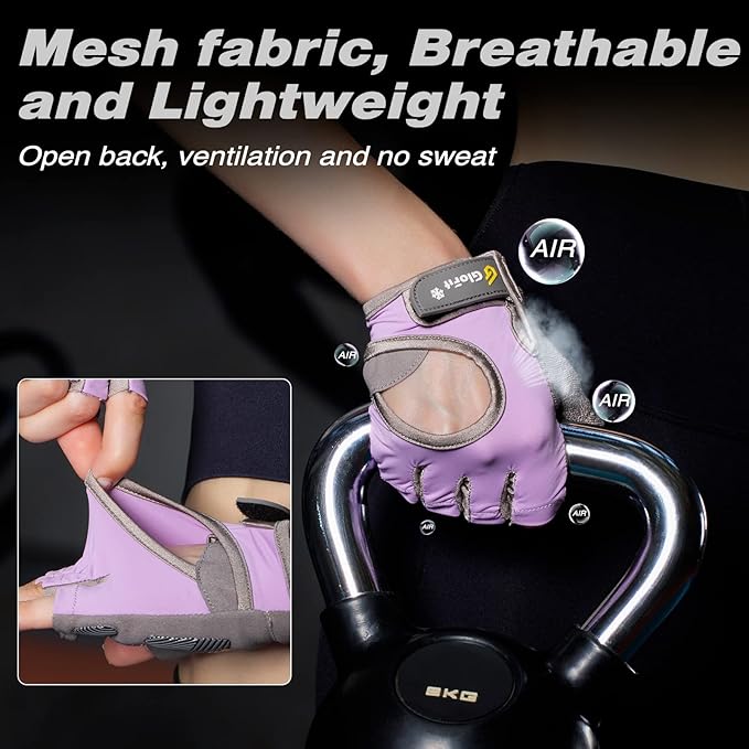 Workout Gloves for Women Men, Lightweight Weight Lifting Glove Breathable Fingerless Gym Gloves, Exercise, Fitness, Training, Cycling