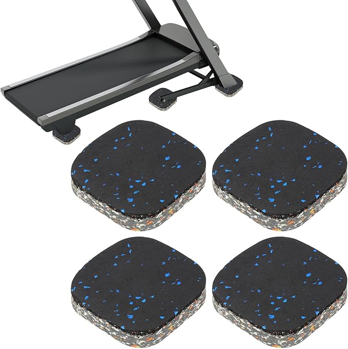 PATIKIL 4 Pcs Treadmill Mat Pads, 4x4x0.8 High Density Foam Anti Vibration Pad Sound Proof Floor Mat Exercise Equipment Mat for Carpet Protect Noise Reduction Home Gym, Blue