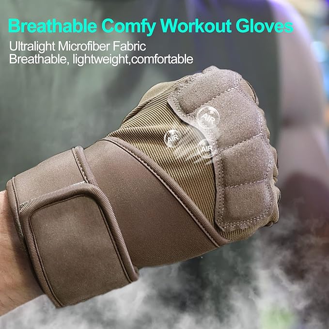 Workout Gloves for Men and Women Gym Weight Lifting Padded Gloves with Wrist Wrap Support, Full Palm Protection & Silicone Grip, Cross Training, Fitness, Pull-up