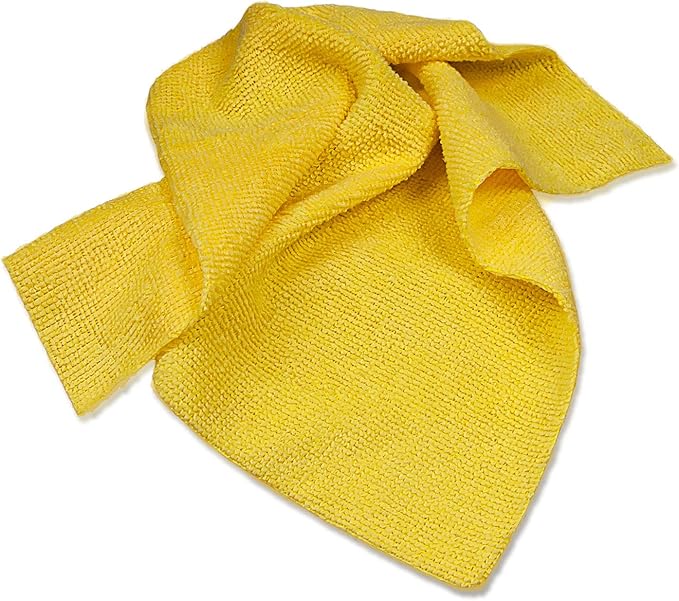 Eurow 200GSM Microfiber Cleaning and Drying Cloths with Dispenser Box, Reusable, Streak-Free, Scratch-Free, Ultra Absorbent, Edgeless for All Surface Types, 12x12in, 50-Pack, Yellow
