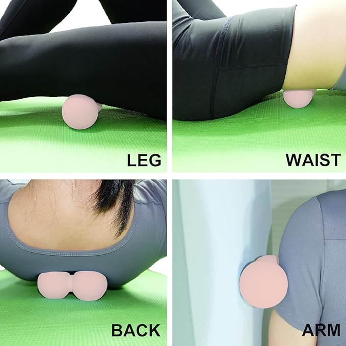 Hard Peanut Massage Ball, Double Lacrosse Massage Ball. Deep Tissue Massager Mobility Roller for Physical Therapy Myofascial Release Trigger Point Muscle Relax Pain Relief Acupressure (Pink)