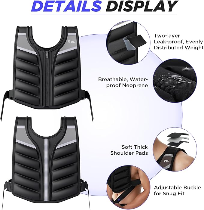 Weighted Vest for Women Men,10lb/15lb/20lb Weight Training Vest for Workout,Rucking Vest with Reflective Stripe,Body Weight Vests for Strength Training,Running,Walking,Weightlifting