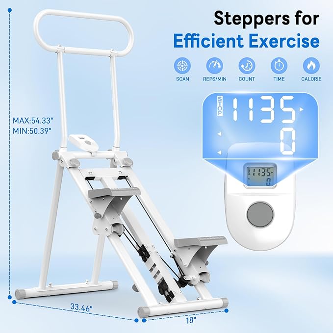 ERGOLIFE Stair Stepper with 6-Level Adjustable Resistance, 350lbs Upgrade Foldable Stairmaster Machine for Home Gym Workout, Cardio Stair Climber with Low Noise