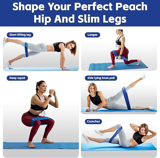 Resistance Bands for Working Out - Exercise Bands Set with Workout Guide - Fabric Elastic Bands for Physical Therapy - Fitness Bands Ideal for Legs Hip Glute