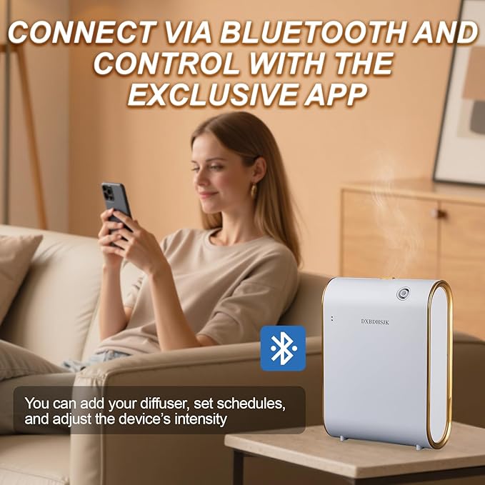 Home Bluetooth Smart Waterless Aromatherapy Machine, Essential Oil Diffuser, with Fragrance Coverage of up to 2000 Square feet, Suitable for Home, Hotel, Restaurant, Office, and spa Center.(White)