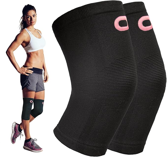 Crucial Compression Knee Sleeve (1 Pair) - Best Knee Braces for Knee Pain for Men & Women - Non-Slip Knee Support for Running, Weightlifting, Basketball, Gym, Workout, Sports