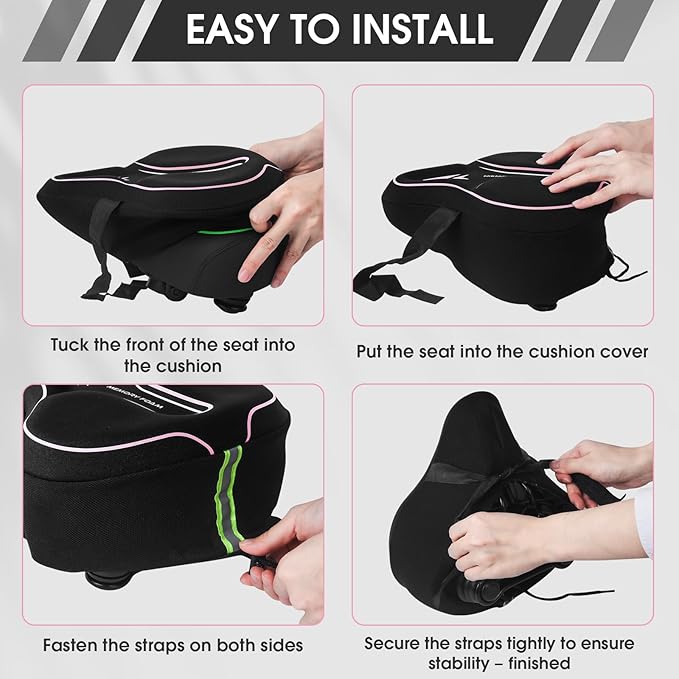 New Large Bike Seat Cover for Men & Women Comfort, Bike Seat Cushion Cover, Padded Seat Cover, Soft Bicycle Seat Covers for MTB, Exercise Bikes, Indoor and Outdoor Cycling