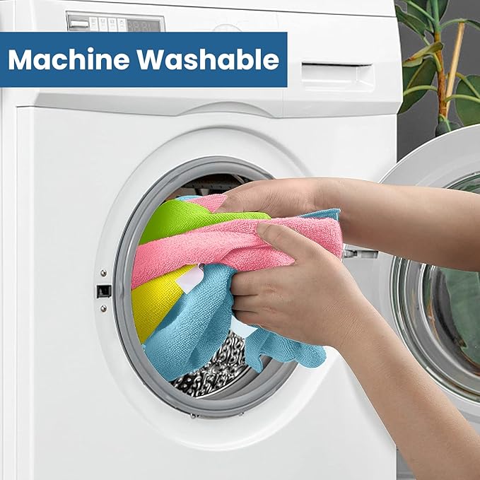 DAN RIVER 24-Pack Microfiber Towels โ Ultra Absorbent, Lint-Free & Streak-Free Rags for Cleaning House, Car & Kitchen - Must-Have Cleaning Essentials - 12" x 12" - Assorted