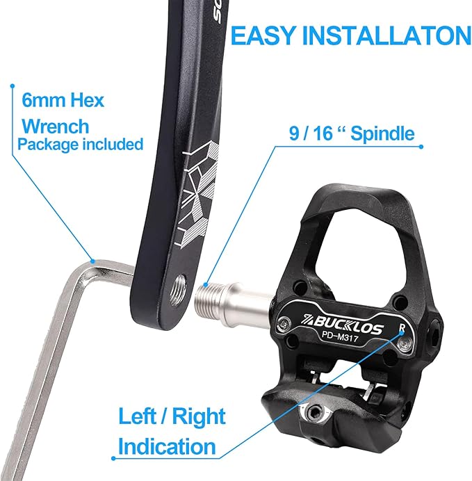 BUCKLOS Look Delta, SPD Spin Bike Bicycle Clip Pedals - Compatible with Peloton & Shimano SPD Fit Road Bike/Indoor Outdoor Cycling (9/16'' Clips Pedal Replacement)