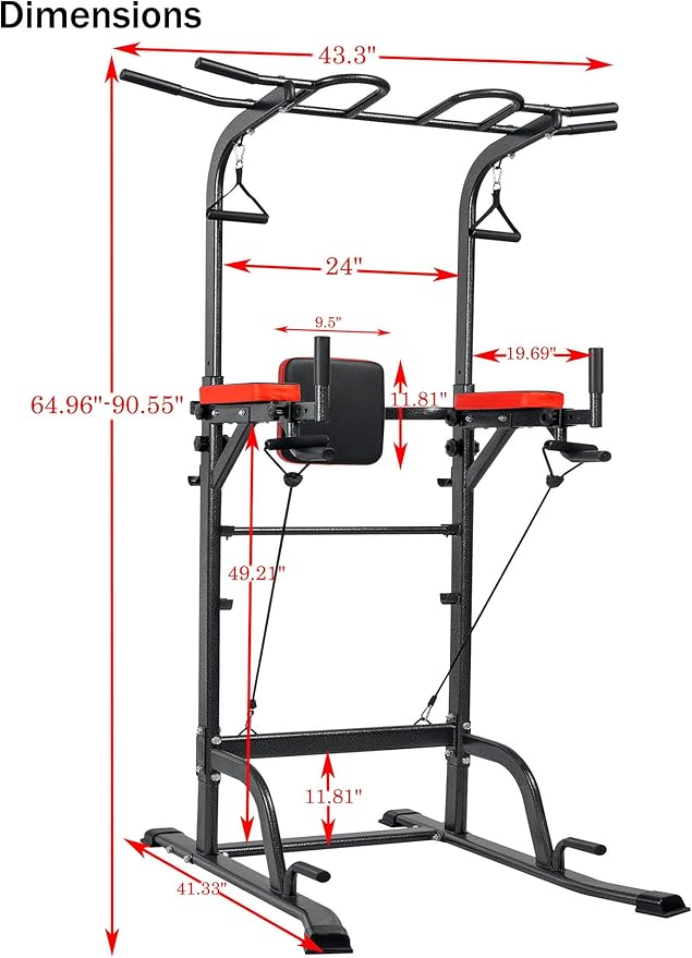 Power Tower Pull Up Bar Station Multi-Function Adjustable Strength Training Equipment Home Gym Strength Training Workout Equipment 440LBS