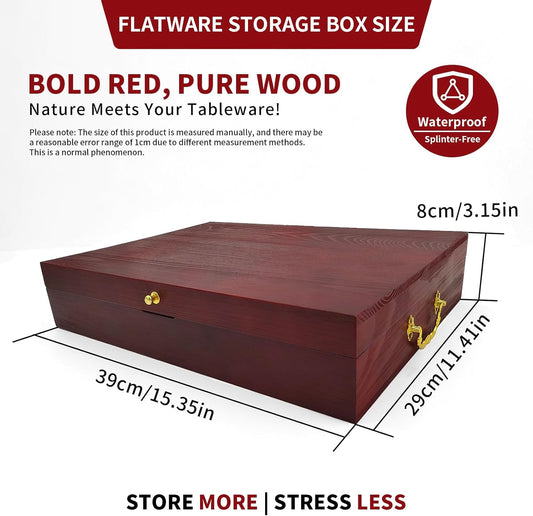 Silverware Storage Box, Kitchen Drawer Organizer, Drawer-containing flap-type storage box, Wood Chest, with Tarnish Proof Felt Lined, Storage Silver Chest for Kitchen (1 layer)