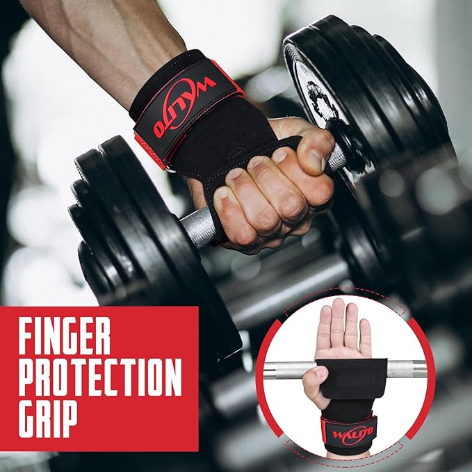 WALITO Weight Lifting Wrist Strap, Double Leather Weightlifting Wrist Straps for Gym Strength Training, Neoprene Padded Wrist Wraps - for Men & Women (Pair)