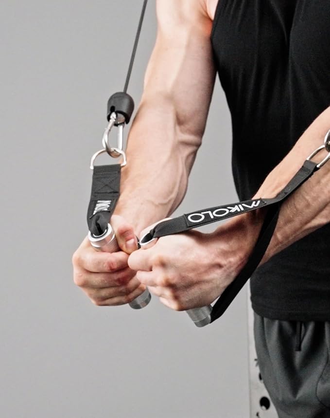 Mikolo Aluminum Alloy Cable Machine Handles, Exercise Handles D Handle Cable Attachments for Gym, Durable Cable Machine Attachment for Cable Crossover Training