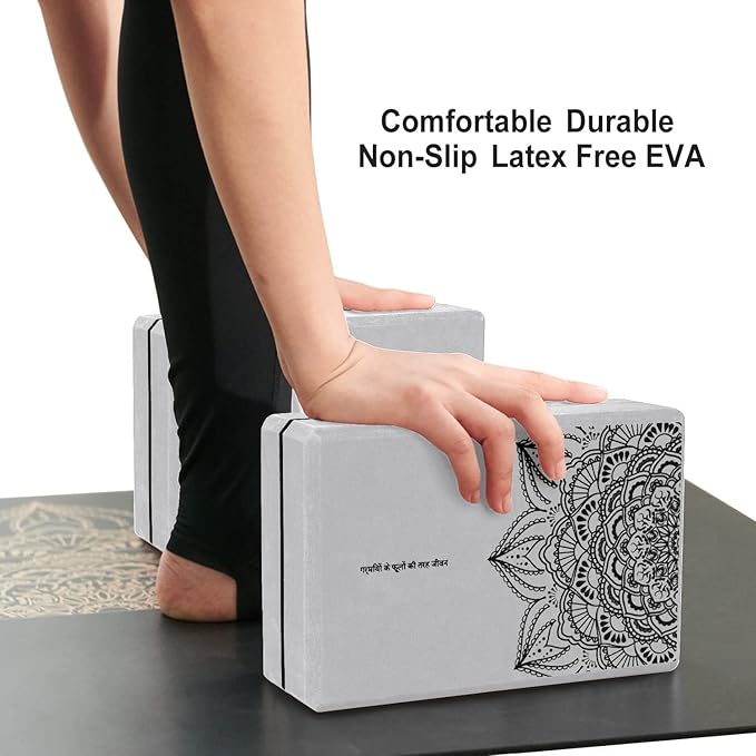 nuveti Yoga Blocks Set of 2, High Density Yoga Brick Foam Blocks to Improve Strength, Flexibility and Balance Brick Foam Blocks