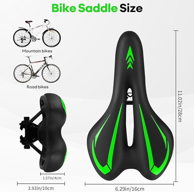 New Gel Bike Seat for Men & Women, Mjkeomo Waterproof Bicycle Seat Breathable Mountain Bike Saddle Gel Bicycle Saddle for MTB, BMX, Road Bike, City Bikes, Exercise Bikes