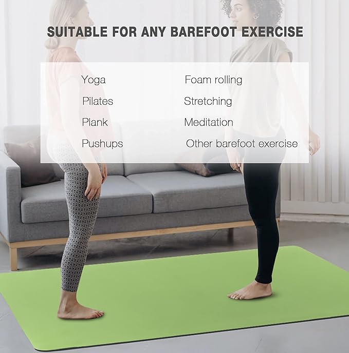 UMINEUX Large Yoga Mat for Men and Women 1/4 & 2/5 Inch Extra Thick TPE Fitness Mat for Home Gym Workout, Non-Slip, Eco Friendly Exercise Mat for Yoga, Pilates, Stretching, Meditation