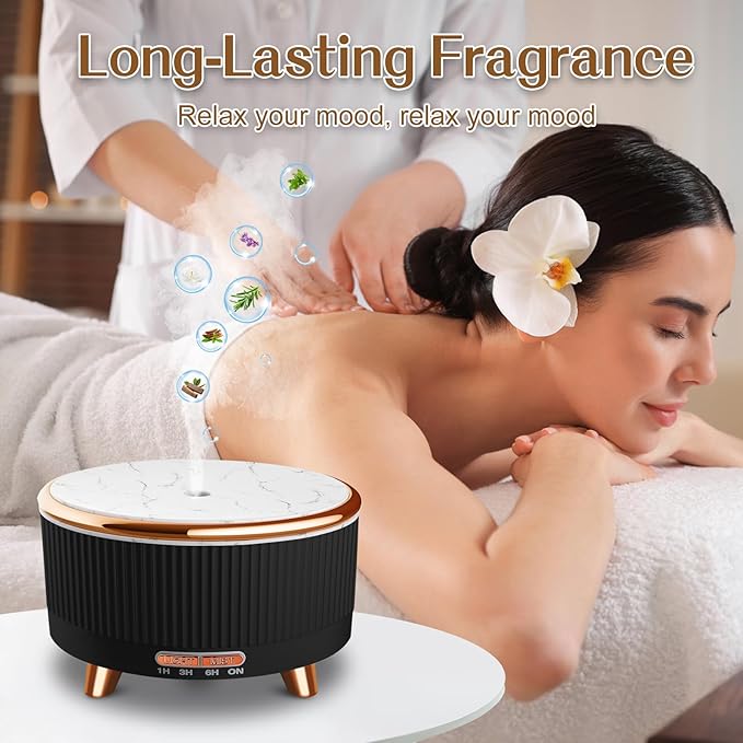 Essential Oil Diffusers for Home 500ml,Aromatherapy Diffusers for Essential Oils Large Room with 7 Colors Lights & 3 Mist Mode Waterless Auto Off,Cool Mist Humidifiers for Decor,Black