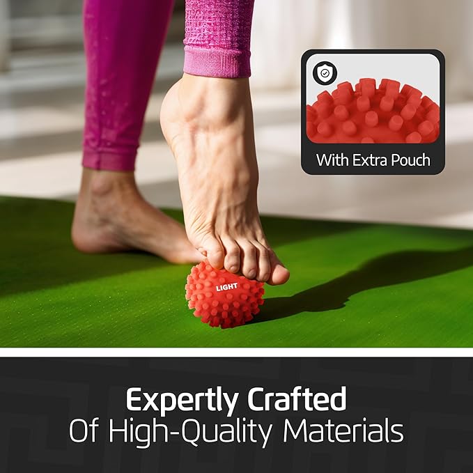 Logest 3-Piece Set Foot Massage Ball - for Trigger Point Therapy, Injury Rehabilitation & Deep Tissue Massage Balls - Prevent Stiffness & Improve Strength - Silicon Spike Ball for Foot and Back