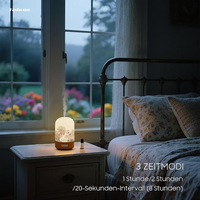 Essential Oil Diffuser with Vanilla Oil, 100ml Ultrasonic Aromatherapy Humidifier, 6 in 1 Scent Vaporizer with Timer and Auto-Off (Spring-Vanilla Oil)