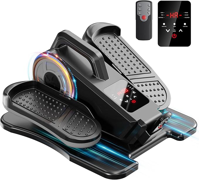 Under Desk Elliptical, Ellipse Leg Exerciser While Sitting for Seniors, Led Screen 12 Adjustable Speeds Quiet Handhold Seated Pedal Exerciser Machine for Home & Office