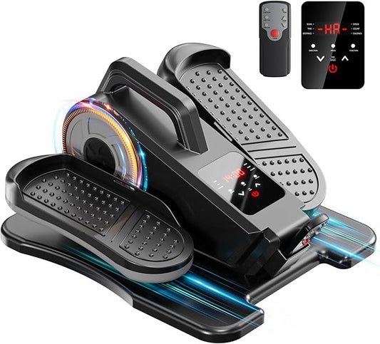Under Desk Elliptical, Ellipse Leg Exerciser While Sitting for Seniors, Led Screen 12 Adjustable Speeds Quiet Handhold Seated Pedal Exerciser Machine for Home & Office