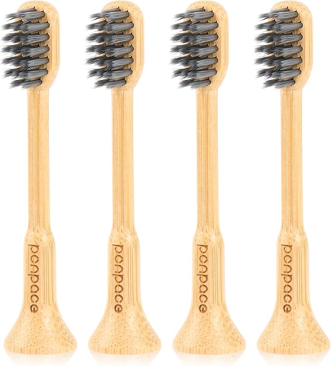 Bamboo Toothbrush Heads Compatible with AquaSonic, Soft Charcoal Infused Bristles, Whitening & Deep Cleaning