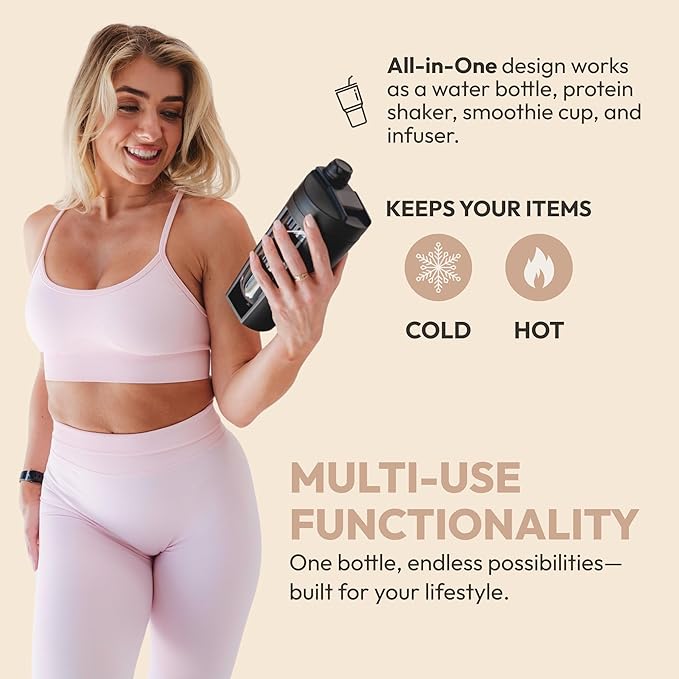 Odor-Free Fitness Bottle with Screw Lid – Round Shape, Leakproof, Eco-Friendly, Reusable Protein Shaker & Smoothie Bottle – Black, Blue, Pink, Beige, White, Purple (Blue, Pack Of 1)