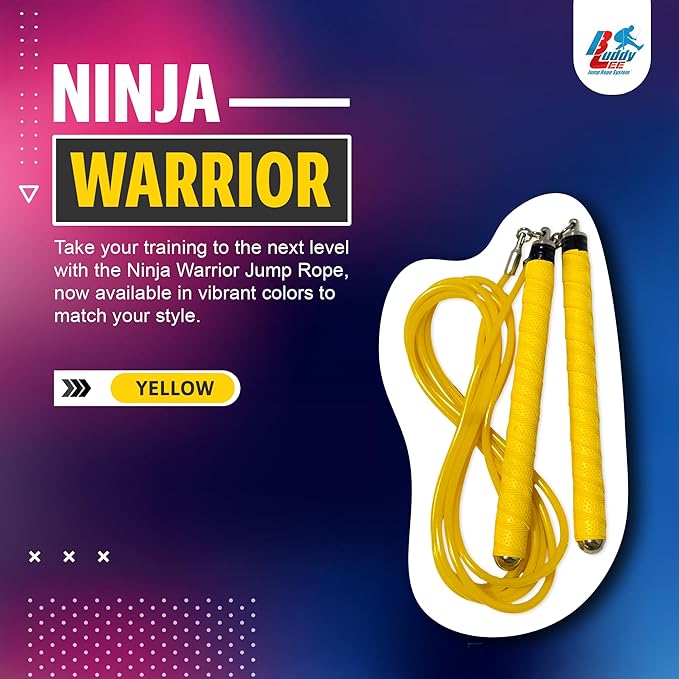 Buddy Lee Ninja Warrior Jump Rope – Adjustable Speed Rope for Fitness, HIIT, CrossFit & Boxing – Tangle-Free with Precision Ball Bearings – Durable, Lightweight & Ergonomic Handles