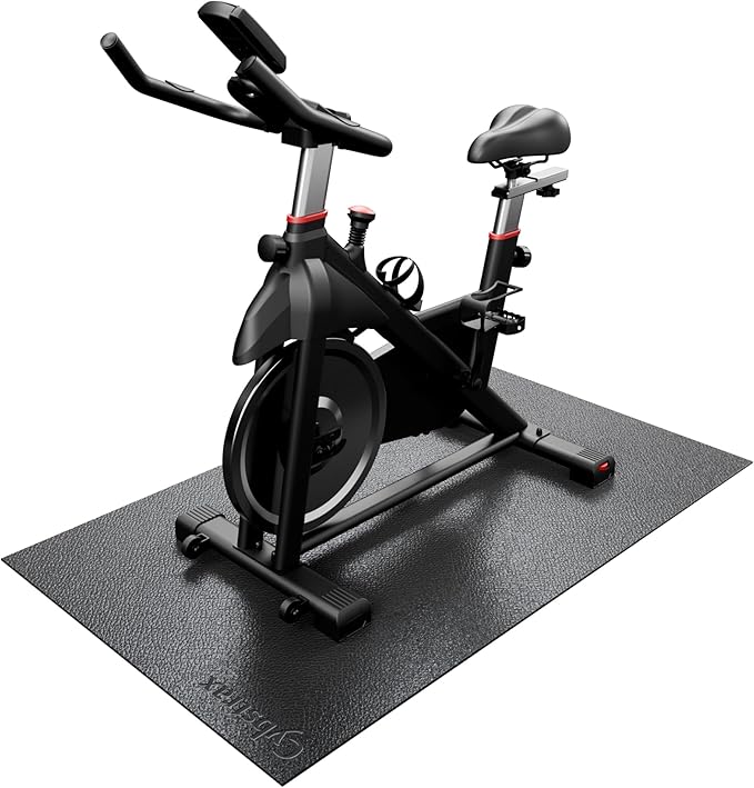 Treadmill Mat, Bike Trainer Mat for Stationary Spin Bike, 60" x 36" Non Slip Exercise Equipment Mat for Bike, Treadmill, Elliptical, Yoga - Workout Floor Protector for Carpet Or Hardwood