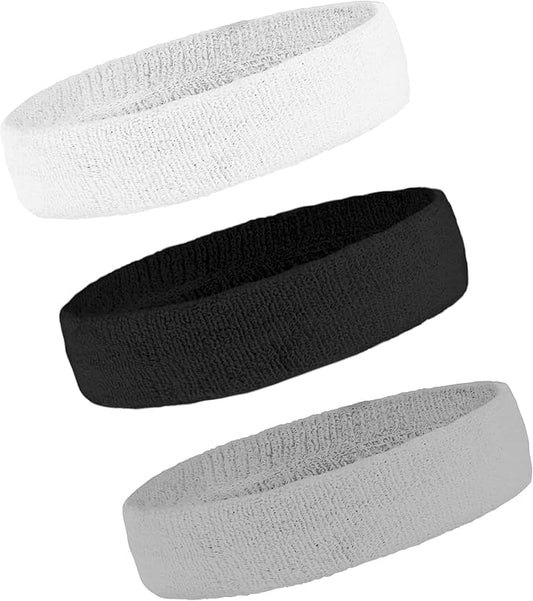 OutdoorEssentials Sweatbands & Wristbands - Wrist Sweat Bands Headbands for Men & Women - Multipack Terry Cloth Headbands or Wrist Bands for Working Out, Tennis, Basketball, Football, Gymnastics